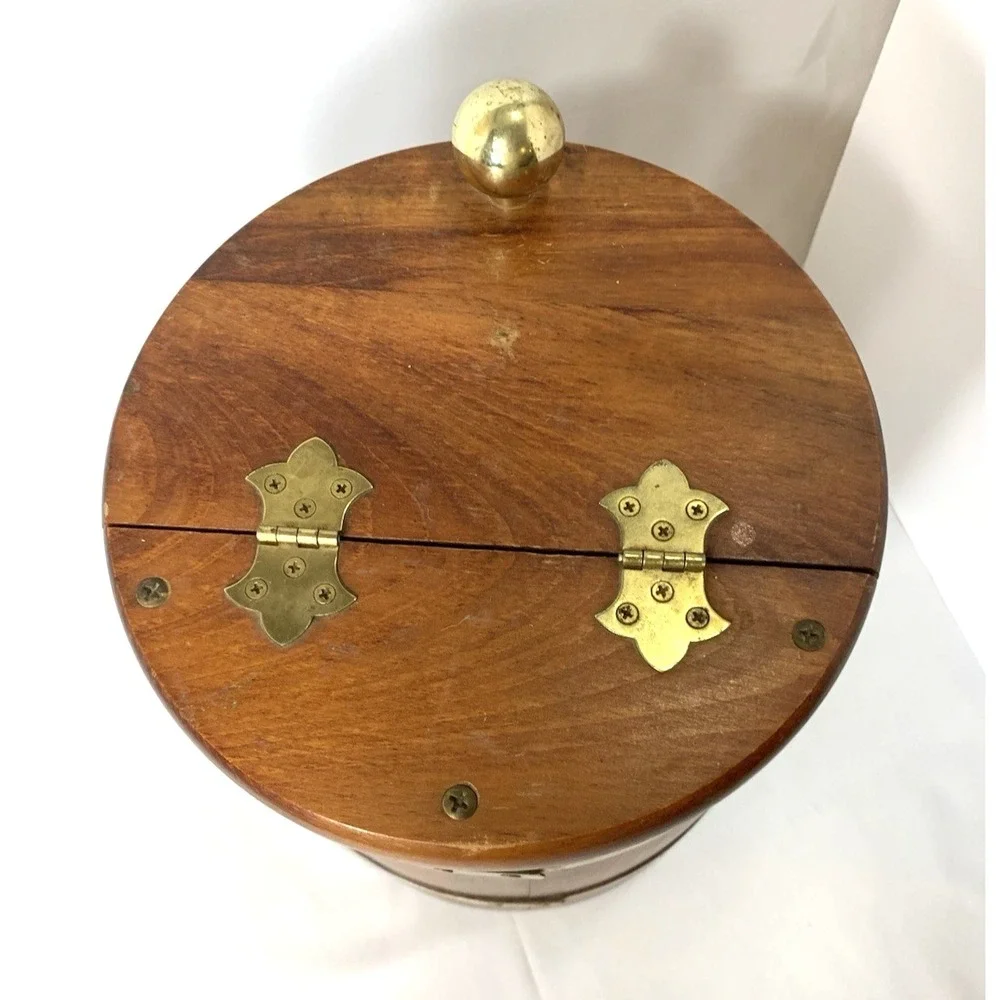 Morgan Designs Ice Bucket Brigade Vintage Wood Cocktail Flip Lid USAmade FLAW